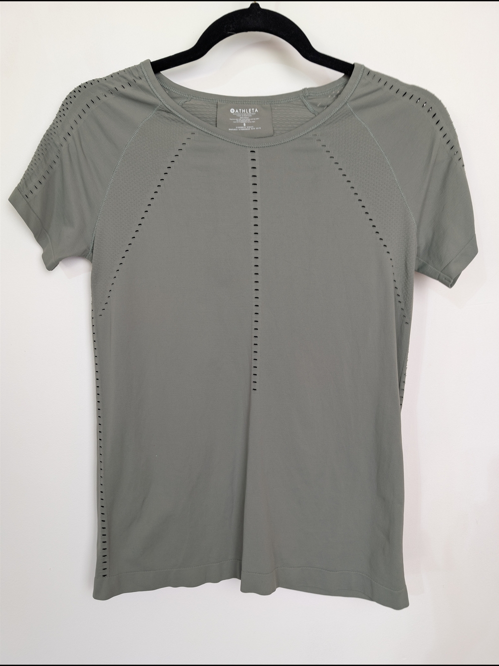 Athleta Foothill Seamless Tee Women's Short Sleeve Performance Workout Top Green